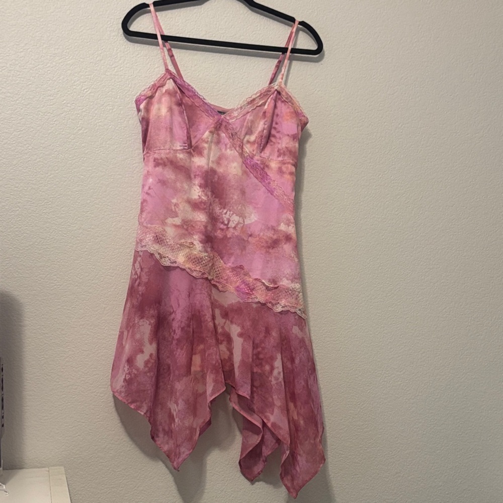 NWT wild fable Pink Tie-Dye Lace-Trim Midi Slip Dress